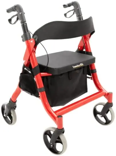 Titus Deluxe Wide Bariatric Walker Rollator. 600Lb Wt Capacity Heavy-Duty Oval Tubing. High-Capacity Padded Seat/Backrest. Height Adjustable Angled Hand Grips. Foldable. Indoor/Outdoor Use 1