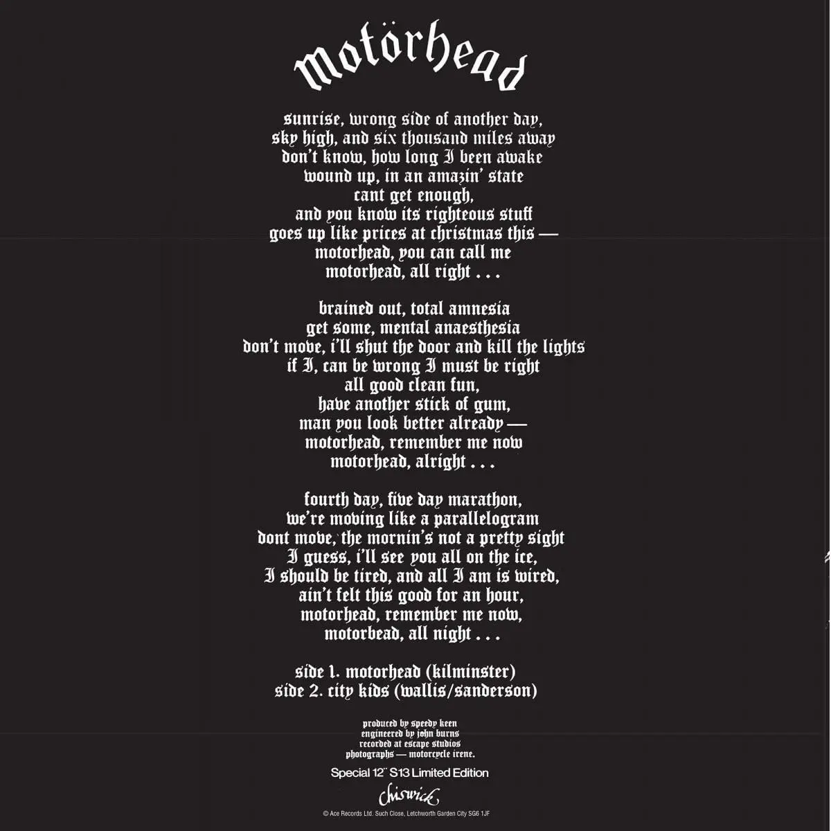 Motorhead/Motorhead/City Kids [Lp] 1