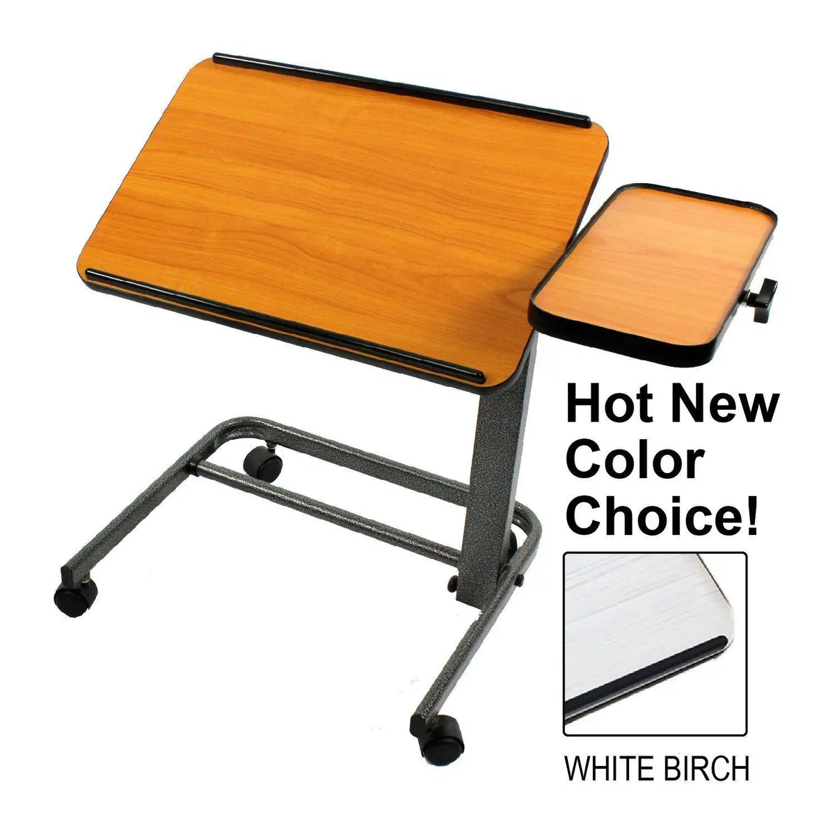 Platinum Health Acrobat Adjustable Overbed Laptop Bedside Table - Brown Maple 1