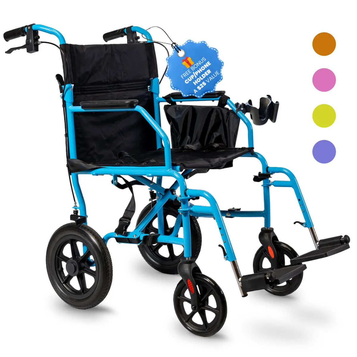 Platinum Health Hummingbird™ Ultra-Lightweight Foldable Transport Wheelchair For Handicapped 1