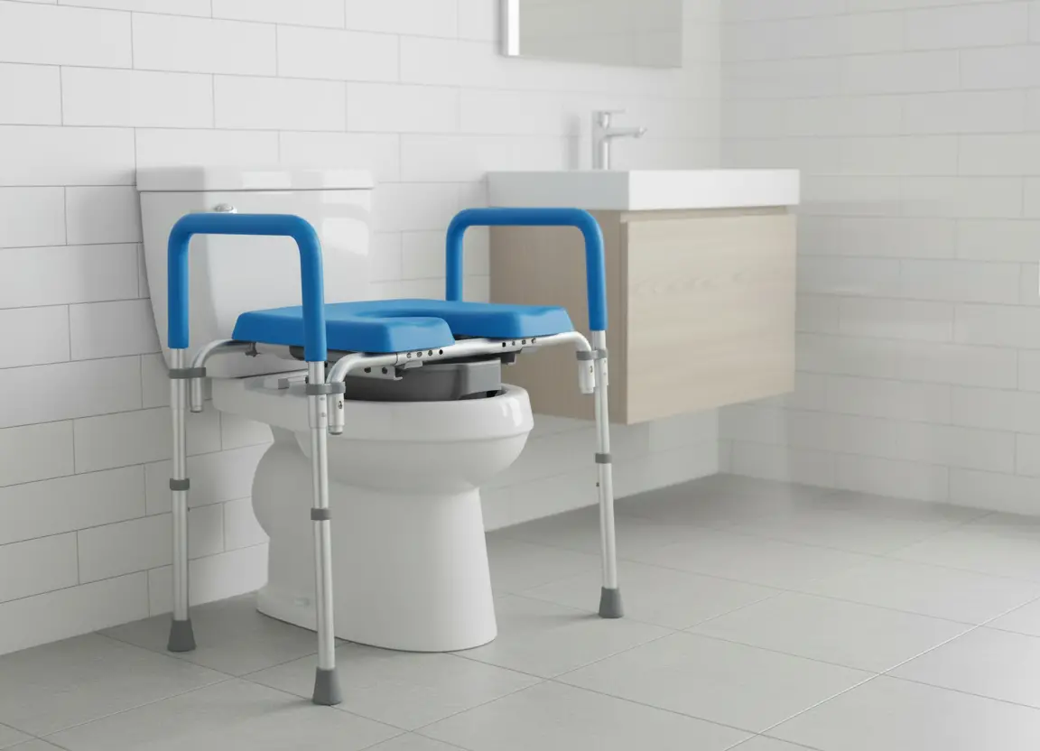 The Ultimate™ Bariatric Raised Toilet Seat, Voted#1 Most Comfortable. Padded With Armrests. Adjustable Height. 600Lb. 1