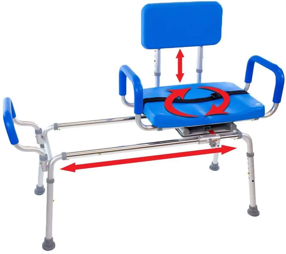 The Original Carousel Sliding Transfer Shower Bath Bench With Swivel Seat - Bariatric 600Lb Capacity For Physically Handicapped Or Disabled 1