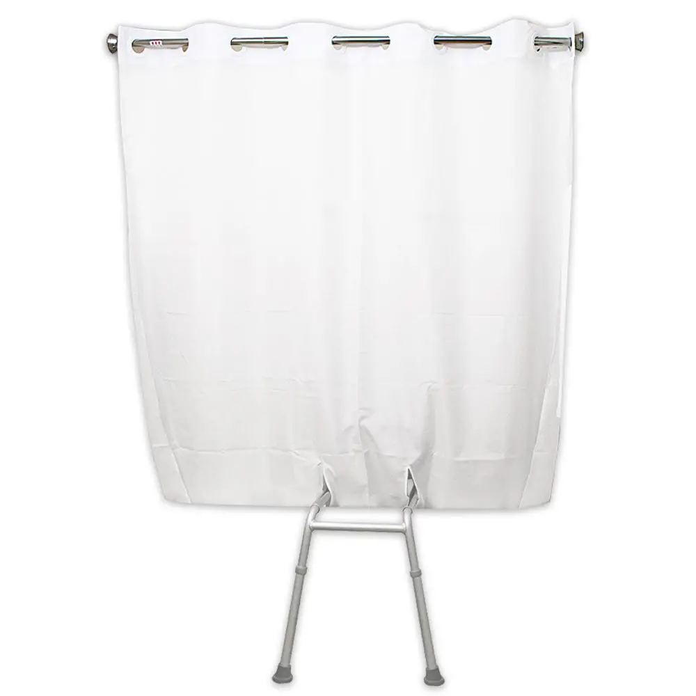 Benchmate Split Shower Curtain For Bath Transfer Benches - Beautiful Designer Fabric, Premium Hookless Quick-Attach System, Designed Specifically To Help Keep Water Off The Floor 1