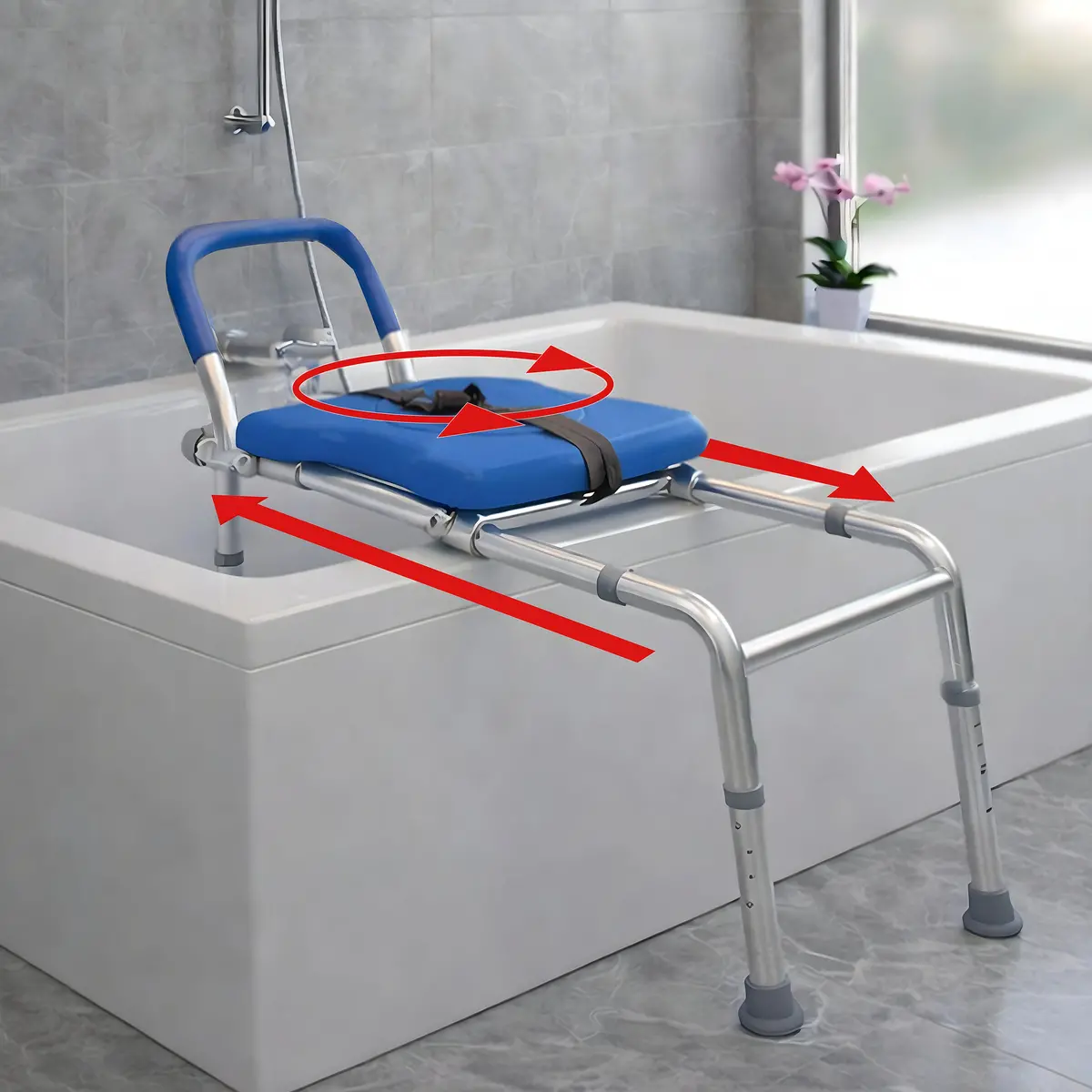 Roundabout™ 2.0 Sliding Transfer Bench With Rotating Seat 1