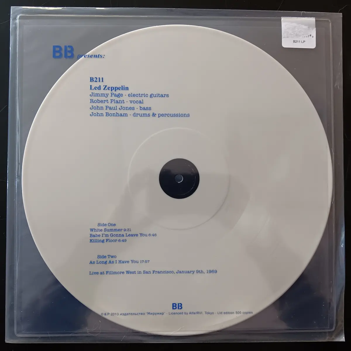 [Used Lp] Led Zeppelin / Live At Fillmore West In San Francisco, January 9Th, 1969 1