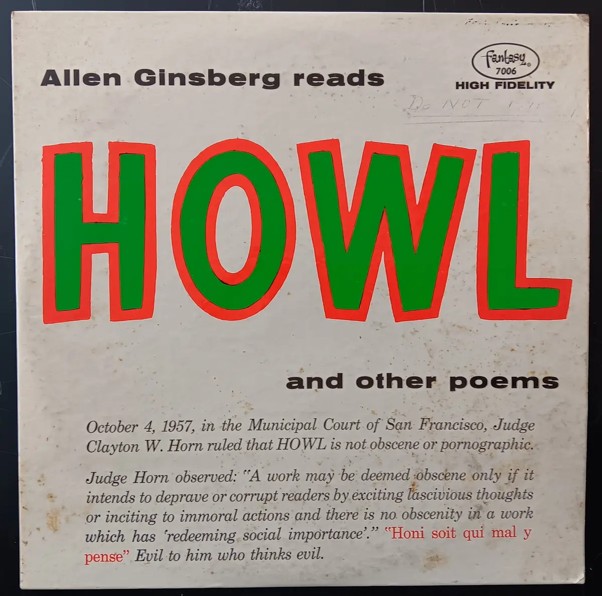 [Used Lp] Ginsberg, Allan / Howl And Other Poems 1