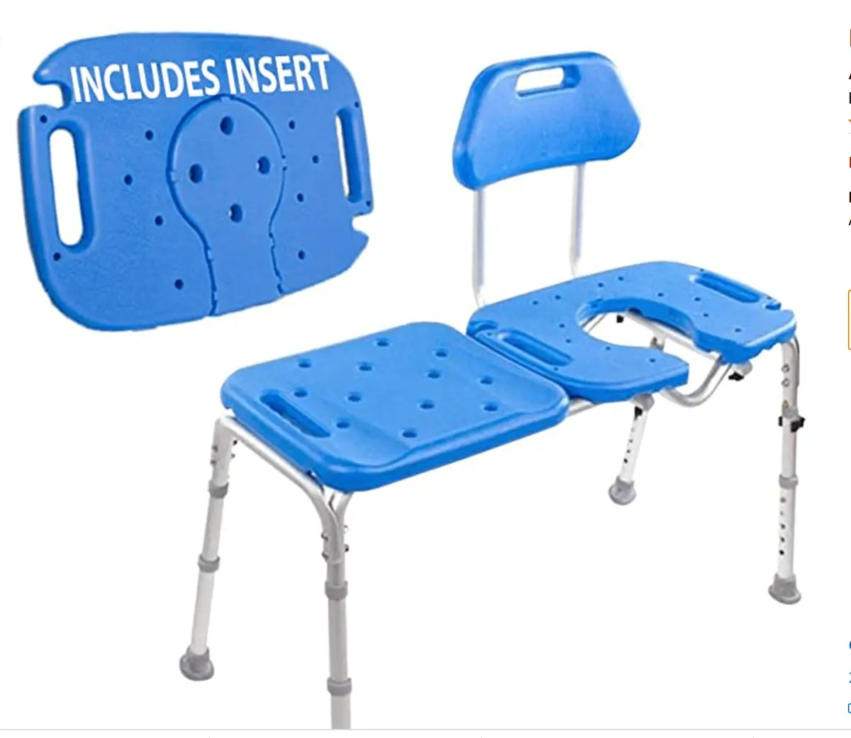 All-Access Bath Transfer Bench With Cutout - Removable Insert 1